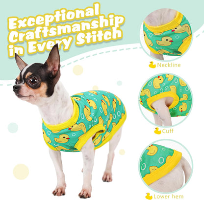 Adorable Yellow Duck Dog Shirt: Lightweight Polyester Cartoon Puppy Vest, Small Medium & Large Dog T-Shirt, Summer Pet Clothes, Cute Dog Apparel, Breathable Dog Tank Top Purple 4XL