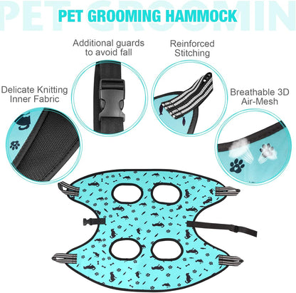 Dog Grooming Hammock - Pet Harness for Grooming Nail Trimming (M 40lb), Dog Sling for Nail Clipping, Dog Hanging Holder for Cutting Nail with Nail Clippers