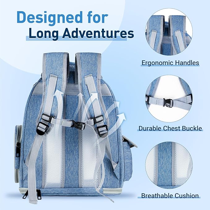 Cat Backpack Carrier with Bubble Window, Breathable & Foldable Pet Travel Carrier for Small Dogs and Cats, Airline-Approved for Hiking & Outdoor Use