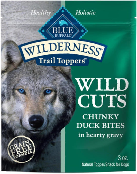 Blue Buffalo Wilderness Trail Toppers Wild Cuts Natural High-Protein Dog Wet Food, Duck Bites in Hearty Gravy, 3-oz Pouch, 24 Count