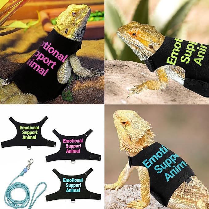Bearded Dragon Lizards Clothes with Leash Set - Cute Lizard Reptile Small Animal Adjustable Harness Clothes for Walking Outdoor Security Costume Photo Prop(Green