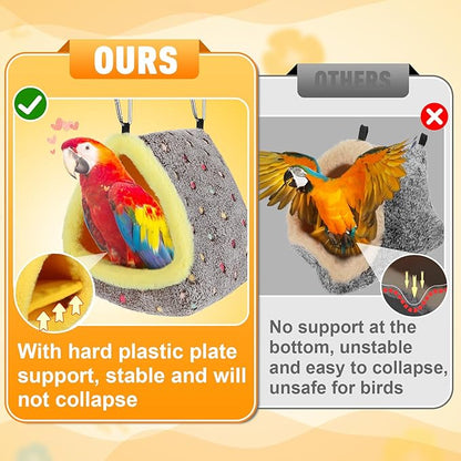 MEWTOGO Large Warm Bird Nest House - Cozy Bird Bed for Cage with Mat, Hanging Hammock Shed Hideaway Hut for Macaw African Grey Amazon Parrots
