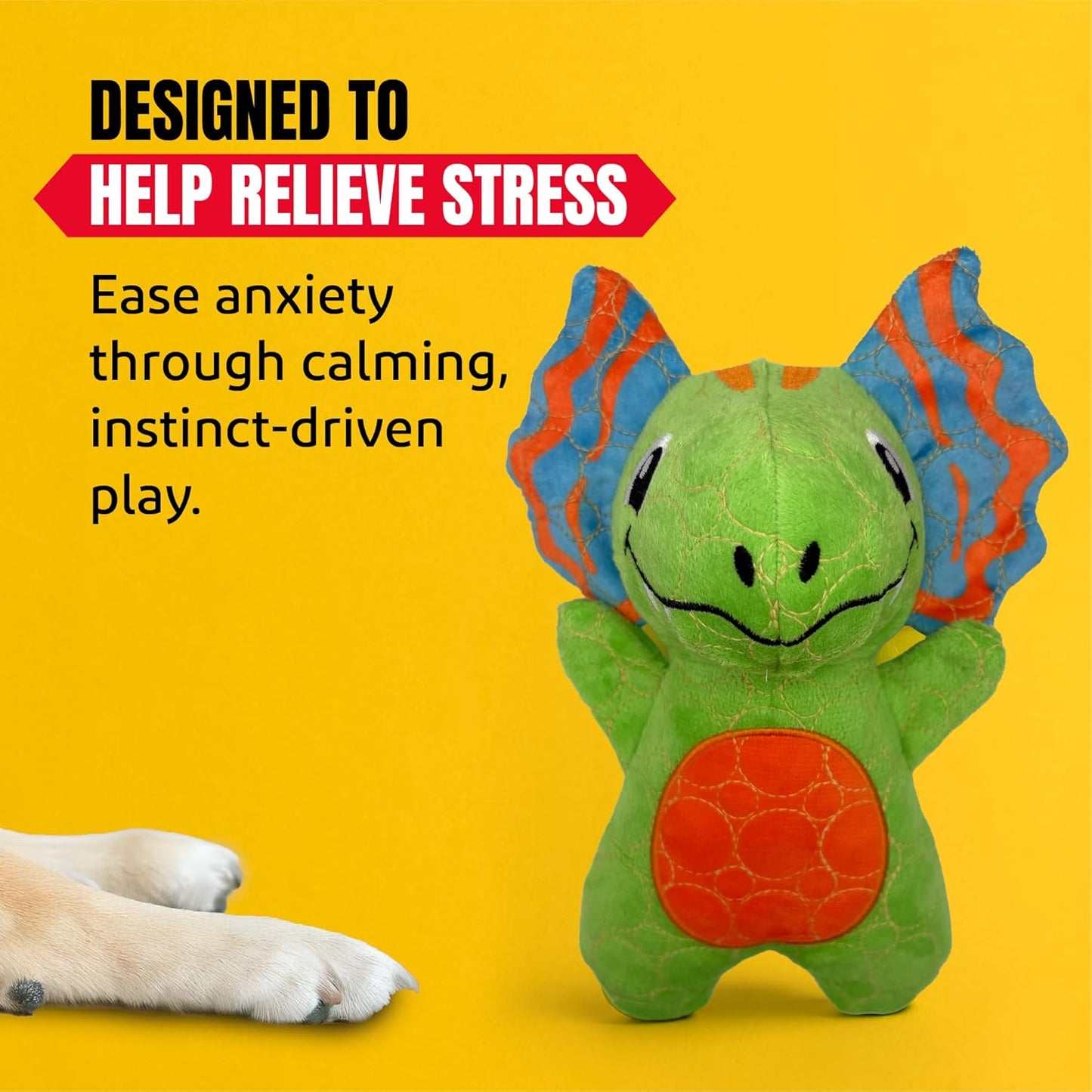 Bite Force - Durable & Strong Dog Toy Green Dino with Squeaker, Kevlar-Reinforced for Aggressive chewers.