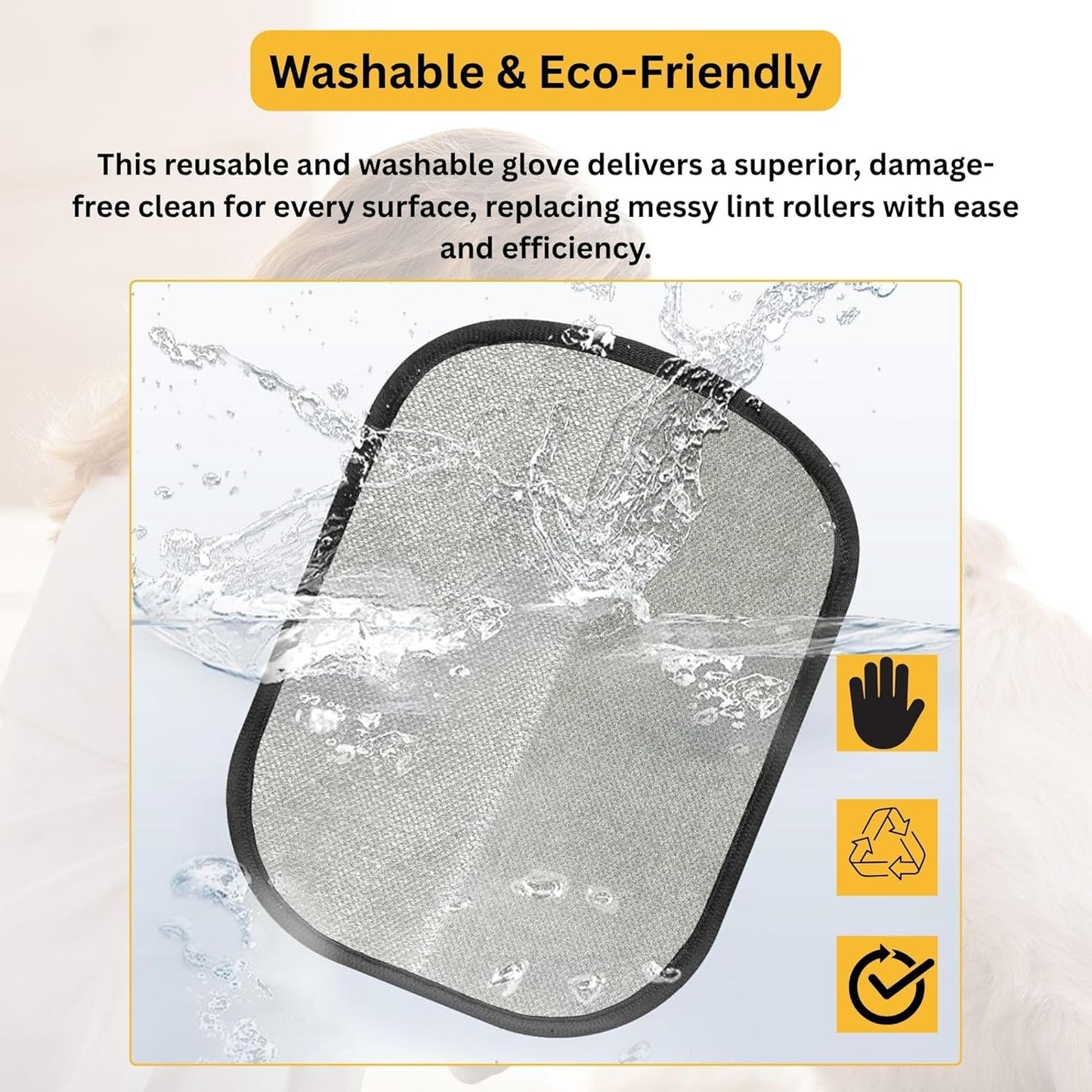 2 Pack Electrostatic Pet Hair Removal Gloves – Lint Cleaning Mitts for Cats & Dogs, Reusable Pet Hair Remover Glove for Furniture Couch Carpet & Car, Grooming & De-Shedding Glove for Pet Hair