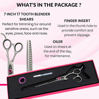 Kenchii Love Dog Grooming Scissors, 17 Tooth Thinning Shears, Dog Scissors for Grooming, Professional Pet Grooming Scissors, Heavy Duty, Durable and Sharp