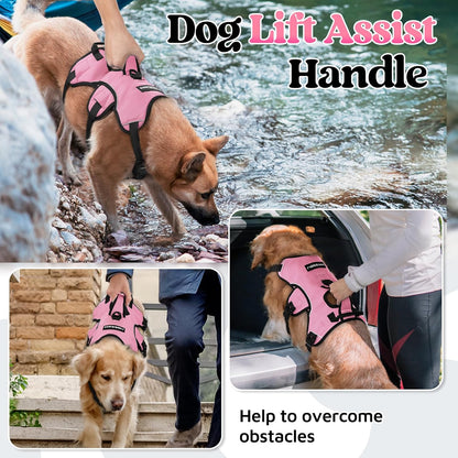 rabbitgoo Escape Proof Dog Harness Large Dogs, Soft Padded Full Body Pet Harness, Reflective Adjustable No Pull Vest with Lift Handle and Leash Clip for Walking Hiking, Light Pink, XL