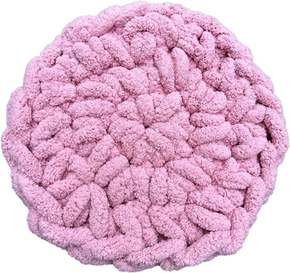 Cat Knitted Bed Mat, Extra-Soft Washable Warm Round Pads Cushions for Indoor Kittens, Cat Trees Towers, Perfect for Kneading and Sleeping (Pink,Large)