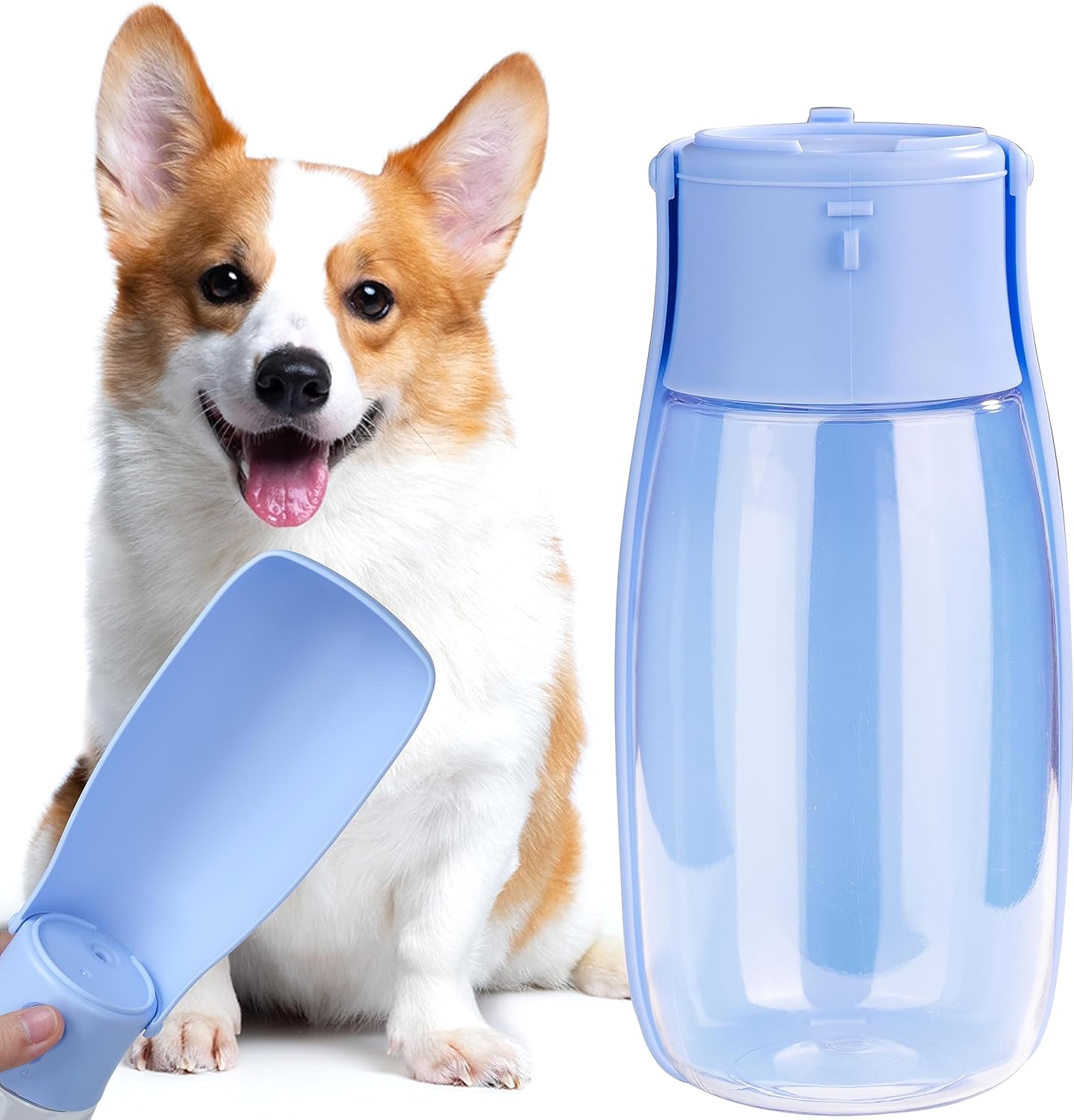 Foldable Dog Water Bottle, Portable Water Dispenser for Dog, Cat, Rabbit, Puppy and Small Animals, Dishwasher Safe Pet Accessories for Walking, Hiking, Travel