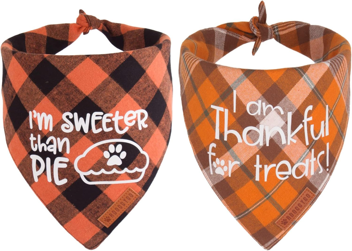 ADOGGYGO Thanksgiving Dog Bandanas, Orange Plaid Pet Scarf, Premium Cotton Fabric, Multiple Sizes Offered, Fall Thanksgiving Bandanas for Large X-Large Dogs Pets (X-Large)