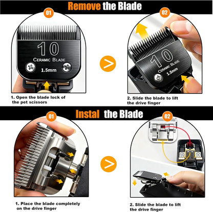 Dog Grooming Clipper Blades Replacement Compatible with Andis Dog Clippers,Most OsterA5, Wahl KM Series Pet Clippers (Black(10))