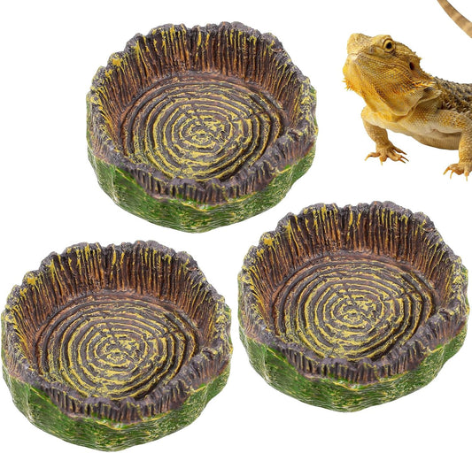 3Pcs Reptile Water Dish Hermit Crab Water Bowl Small Reptile Feeding Dish for Bearded Dragon Lizard Leopard Gecko