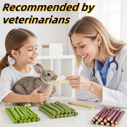 Rabbit Toys 285g/10.1oz Bunny Chew Treats Timothy Hay Sweet Bamboo Snack Guinea Pig Molar Branch Toy Apple Stick Alfalfa Food for Cleaning Teeth Grinding Dental for Hamster Squirrel Chinchilla
