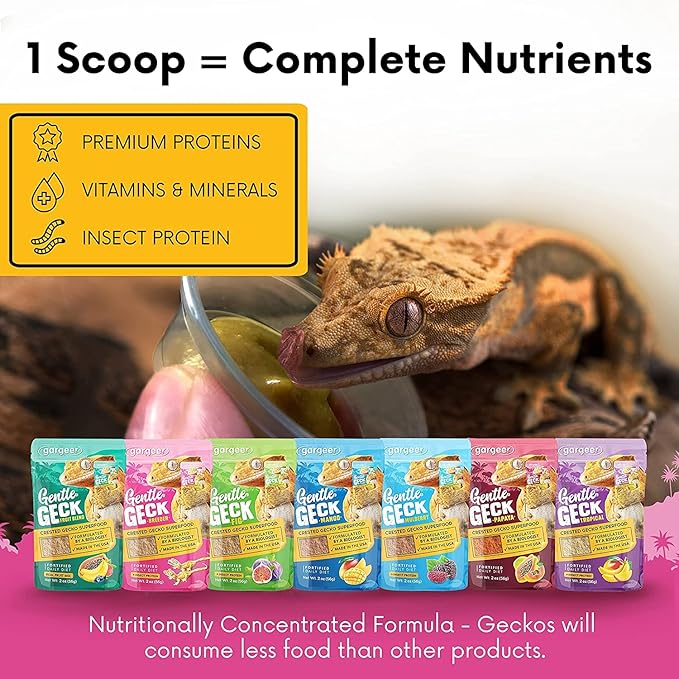 8oz Complete Crested Gecko Food Diet. Premium Ingredients Mix, Ready to Use Freshly Made Powder. Unique Superfood Formula, Developed & Made in The USA. Enjoy!