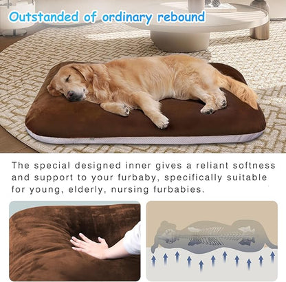 Magic Dog Super Soft Large Dog Bed Pad Mat Orthopedic Pet Beds 30 Inch Washable Anti Slip Dog Sleeping Mattress with Removable Cover, Dark Brown M