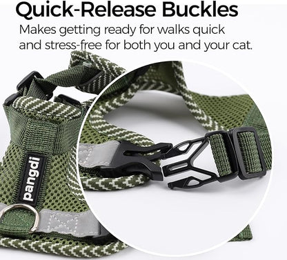 Cat Harness and Leash Escape Proof Extra Large Kitten Harness Maine Coon Cat Vest for Walking Travel, Dark Green, XL