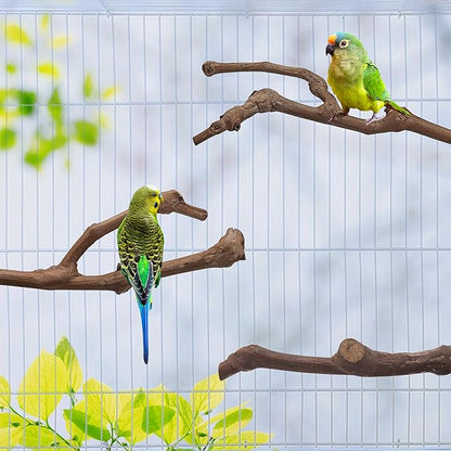 Mogoko 5PCS Bird Perch Natural Wood Grape Stick Stand, 3 Grape Stick Paw Grinding Fork Parakeet Chewing Stick 2 Parrot Stand Branch, Chewing Exercise Branches Bird Cage Accessories