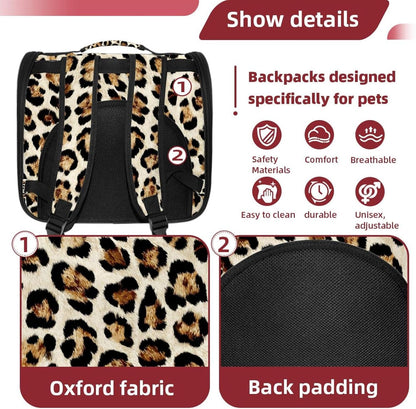 Modern Classic Leopard Print (1) Pet Carrier, Soft Sided Carrier for Small Dog Cat with Windows and Locking Safety Zippers