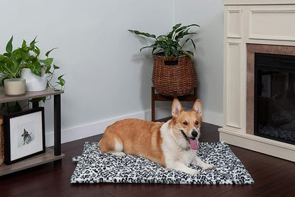 Furhaven ThermaNAP Self-Warming Cat Bed for Indoor Cats & Small Dogs, Washable & Reflects Body Heat - Quilted Faux Fur Reflective Bed Mat - Snow Leopard, Small