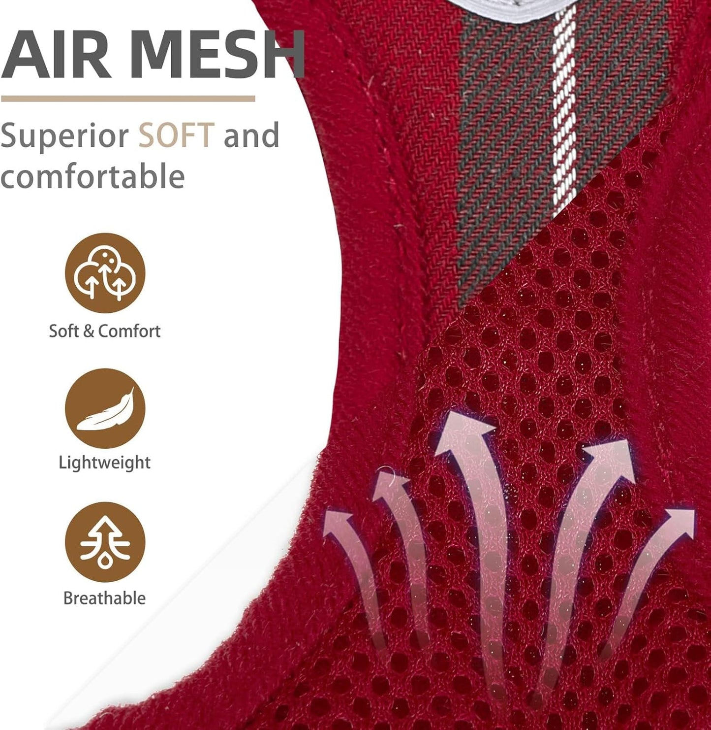 PUPTECK Adjustable Dog Harness Collar and Leash Set Step in No Pull Pet Harness for Small Medium Dogs Puppy and Cats Outdoor Walking Running, Soft Mesh Padded Reflective Vest Harnesses, Red S