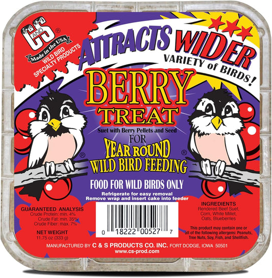 C&S Berry Suet Treat, 11.75 Ounce, 8 Pack