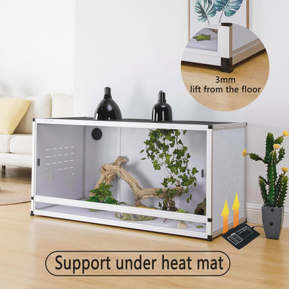 PVC Reptile Enclosure 88x20x20inch Large Reptile TerrariumTempered Glass Doors Habitat 152 Gallon for Bearded Dragon Gecko Lizard Snake, Wide Breeding Lounge Vivarium Area with Sliding Doors Lock