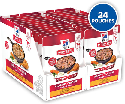 Hill's Science Diet Healthy Cuisine, Adult 1-6, Great Taste, Wet Dog Food, Chicken & Vegetables Stew, 2.8 oz Pounch, Case of 24