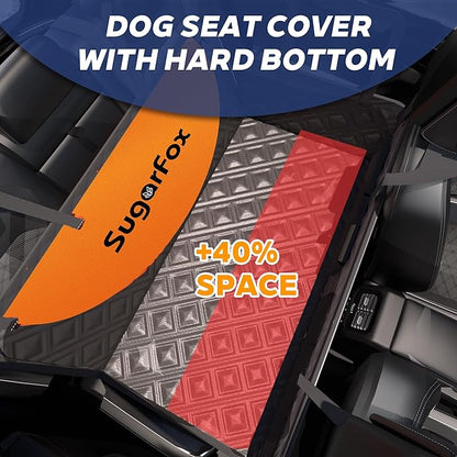 Dog Back Seat Extender & Car Seat Cover - Upgraded PU Leather, Hard Bottom Holds 400lbs, Waterproof Anti-Scratch Dog Hammock for Cars, SUVs, Trucks Easy to Clean + Pets Safety Belt (BLACK-XL)