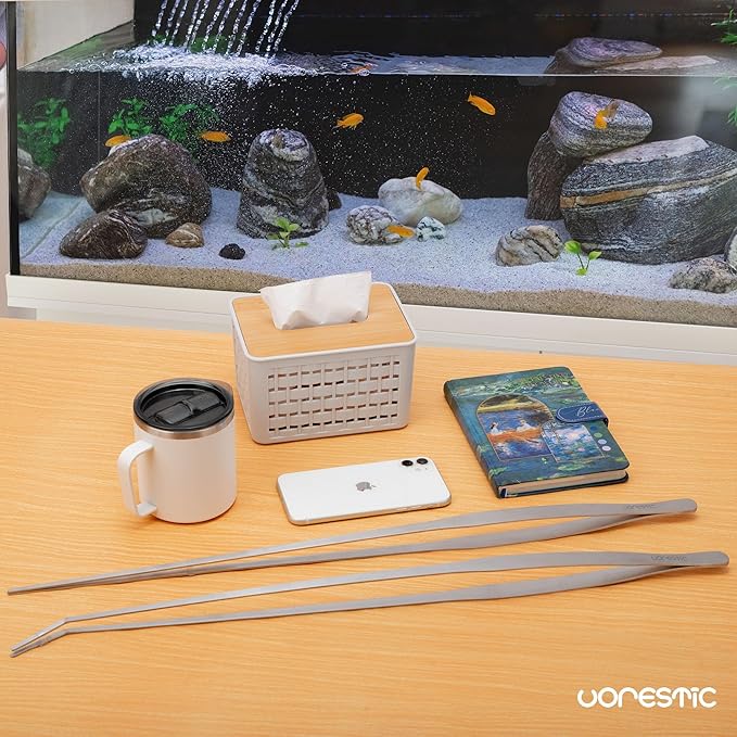 Extra Long Aquarium Tweezers Curved and Straight, 23.6 inches Terrarium Tweezers, Extra Long Tweezers Set, Reptile Feeding Tongs