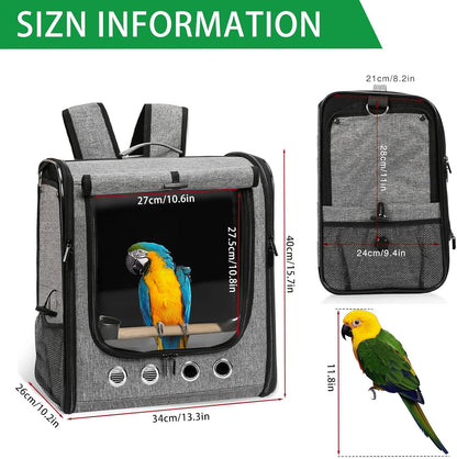 Bird Carrier Bag Bird Travel Cage with Stand, Lightweight Backpack for Parrot, Large Portable Bird Travel Bag, Pet Transparent Breathable Travel Cage
