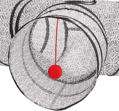 Tempcore 3-Way Collapsible Cat Tube Toys, Kitty Tunnel with Peek Hole, Ball for Cats & Kittens