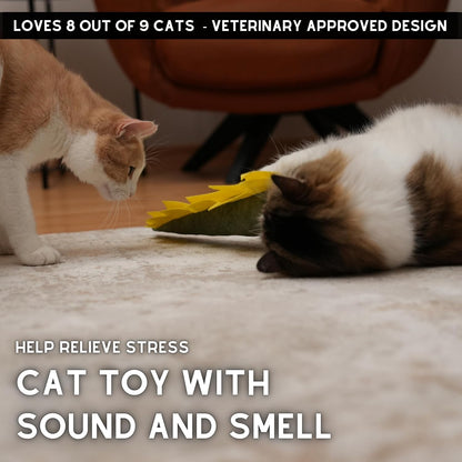 Large Cat Toy Dino - Catnip Matatabi Silvervine Filled Help Relief Stress Interactive Indoor Cat Kicker (Green)