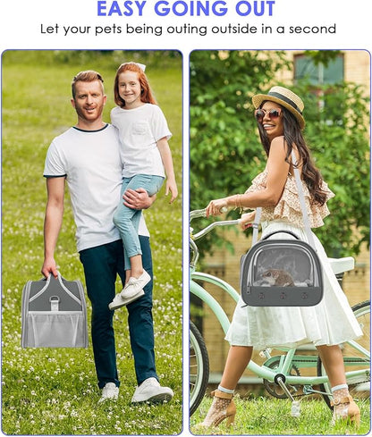 Bissap Bearded Dragon Travel Carrier, Portable Guinea Pig Carrier Bag Tortoise Carrier Pouch for Bunny Hamster Chinchilla Hedgehog Lizard Bird Outgoing Reptile Travel Carrying Case - Grey