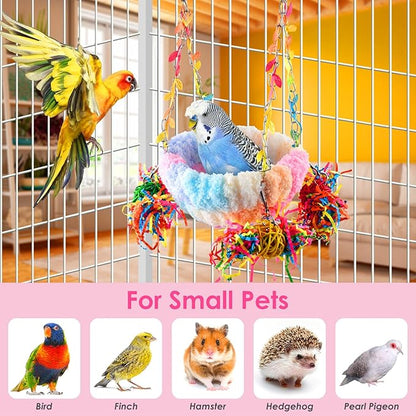 KATUMO Budgies Nest, Conure Snuggle Bed Bird Swing Bed Parrotlet Breeding Nest Finches Nest for Small Animals, Size Small