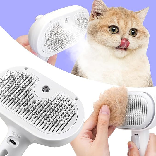 Cat Steam Brush, 3 in 1 Pet Hair Removal Tool, Self Cleaning Steamy Cat Brush for Massage, Dog Brush for Shedding, Cat&Dog Hair Remover