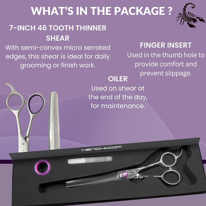 Kenchii Scorpion Dog Grooming Scissors, 46 Tooth Thinning Shears, Dog Scissors for Grooming, Professional Pet Grooming Scissors, Heavy Duty, Durable and Sharp