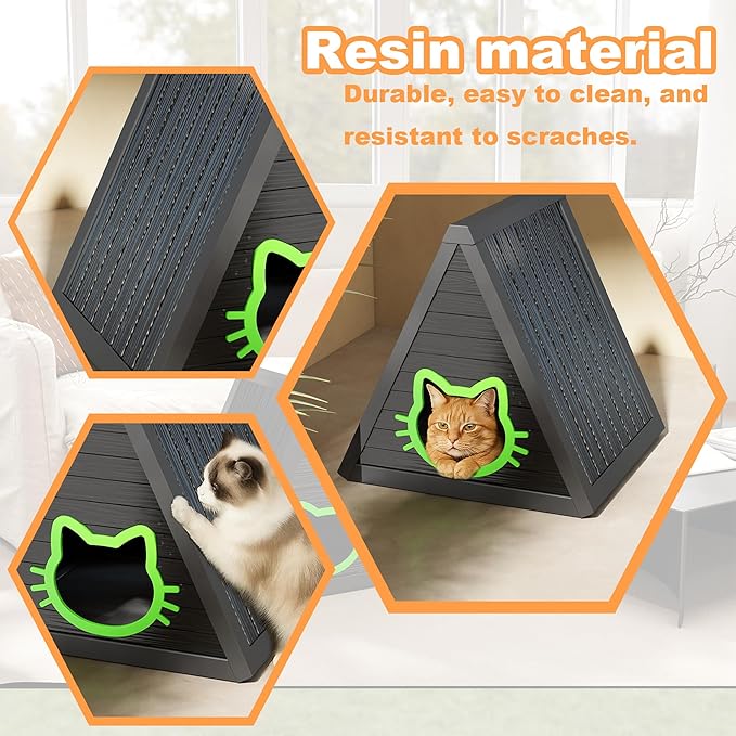 DRATO Cat House for Indoor Outdoor Cat Shelter Feral Cat Outside Easy to Install and Clean for Indoor, Balcony use (Black, 23.82 * 25.59 * 25.67)