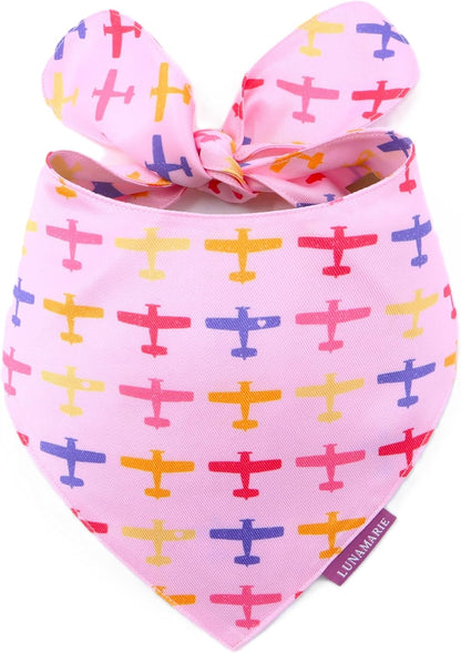 LunaMarie - Luxury Pet Birthday Bandanas -Premium & Silky Poly Fabric | 100% Handmade | Custom Shape Dual Layered (Aviator Glam, Large)