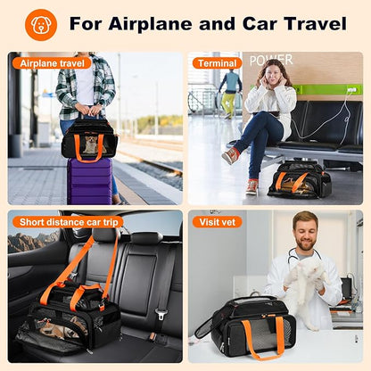 17x12.5x8.5 TSA Approved Expandable pet Carrier for Extra-Small Dog Under 6 lbs,Small-Medium cat Under 8 lbs,for jetblue and Other Airlines only Have 8.5'' Height Space underseat