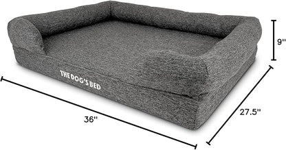 The Dog’s Bed, Large Grey Linen, Memory Foam, Pain Relief: Arthritis, Hip & Elbow Dysplasia, Post Surgery, Lameness, Supportive, Calming, Waterproof Washable Cover