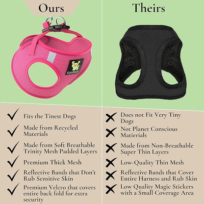 EcoBark Step in Dog Harness - Soft Mesh Dog Vest Harnesses for Small Dogs - Reflective and Adjustable No Pull and No Choke Halter Harness - Air Comfort Padded Body Harness (Small, Pink)