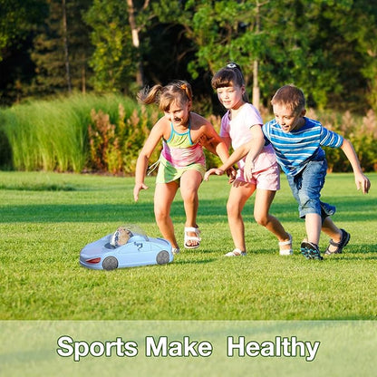 3-in-1 Hamster Car Toy, Silent Dwarf Hamster Running Ball and Exercise Wheel 4.8 Inches, Small Pet Activity Center (Blue)