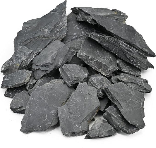 Unocho Natural Slate Stone Reptile Basking Platform Rocks 20LB Tortoise Habitat Flat Rocks for Aquarium Amphibian Vivariums Paludarium Garden Landscaping and Model Railroad(2-8 inches)