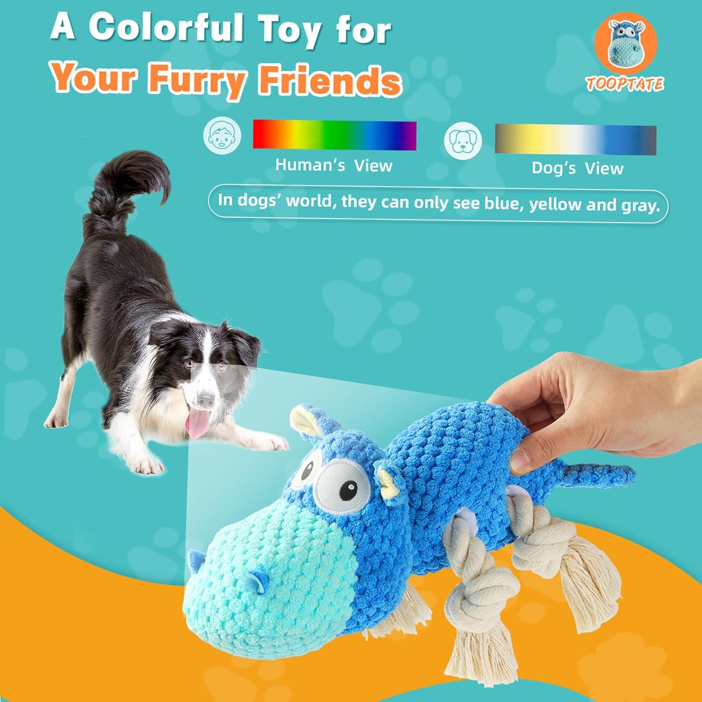 Squeaky Dog Toys - Plush Stuffed Animal Dog Toys for Large, Medium, Small Dogs to Keep Them Busy (Blue, Large)