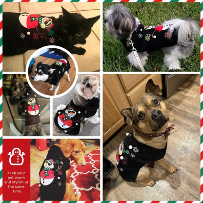 PETCARE Christmas Dog Sweaters Black Snowman Ugly Snow Xmas Puppy Costume Pet Holiday New Year Fall Winter Dog Clothes for Small Medium Large Dogs Cats Pullover Cat Sweaters Outfits