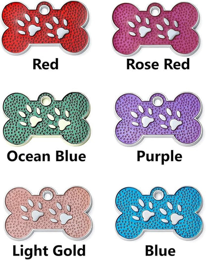 Personalized Dog Cute Paw Pet ID Tag for Pet Collar or Key Chain - cat Name tag, Personalized cat id tag, Kitten Name tag, Kitten id tag (Bone-Shaped-Small: Light Gold)