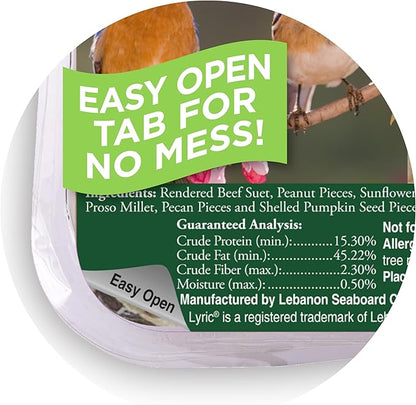 Lyric Fine Tunes No Waste Wild Bird Seed Suet Cakes for Wild Birds, 12 oz. (12 Pack)