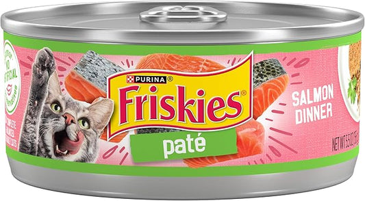 Purina Friskies Wet Cat Food Pate, Pate Salmon Dinner - (Pack of 24) 5.5 oz. Cans