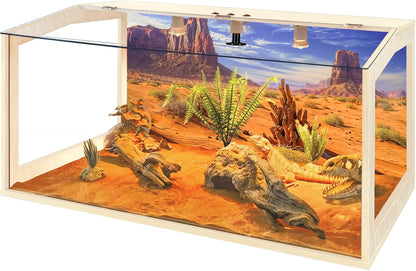 PROLEE Bearded Dragon Tank,Lizard Tank with Clear Tempered Glass Roof,Anti-Scratch Reptile Enclosure, Snake Tank and Reptile Tank,Built-in Light Fixtures with Switch (65 Gallons)