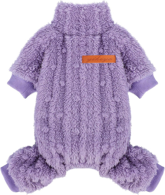 Dog Sweater for Small Dogs, XXS Dog Sweaters Turtleneck Doggie Pajamas Jumpsuits, Small Doggy Clothes Girl Boy, Cold Weather Puppy Onesie Outfits Yorkie Chihuahua Apparel, Purple, XXS