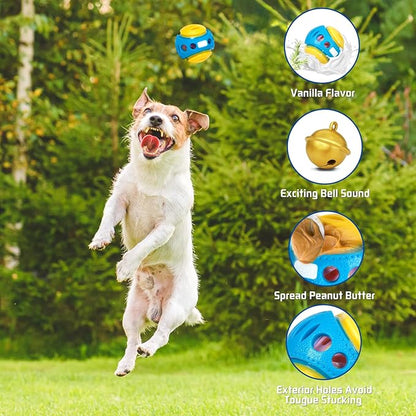 2 Pack Giggle Ball for Dogs, Interactive Dog Toys for Treat Dispensing, Glow Ball Durable Puppy Toys to Keep Them Busy, Multifunctional Dog Toys for Teething/Slow Feeder/IQ Training/Playing